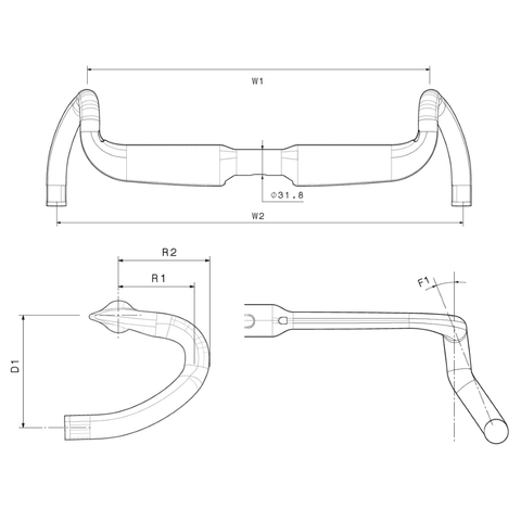 3T AEROGHIAIA INTEGRALE LTD HANDLEBAR 40cm